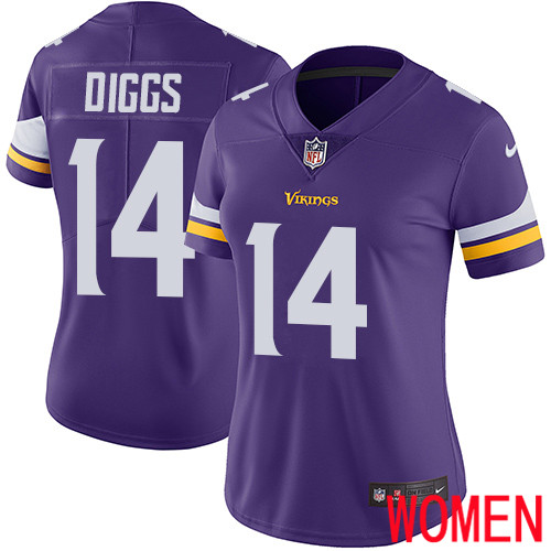 Minnesota Vikings #14 Limited Stefon Diggs Purple Nike NFL Home Women Jersey  Vapor Untouchable